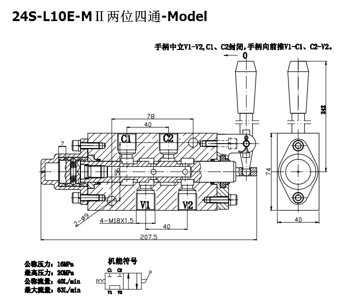 24S-L10E-MⅡ兩位四通換向閥